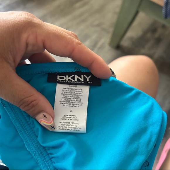 DKNYC Blue and Black One Piece Swimsuit with Halter Neck - Picture 6 of 6